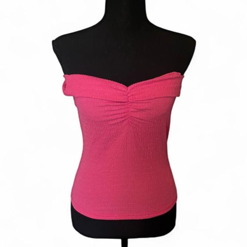 NWOT Bright Pink Textured Sweetheart Cap Sleeve Top - Size S